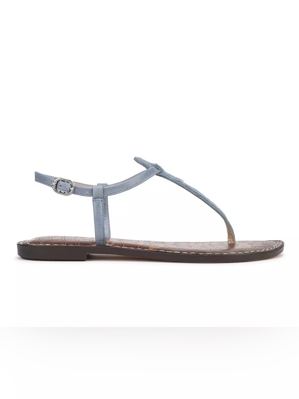 Sam Edelman Light Blue Calf Hair T-Strap Casual Flat Sandals US 8 NWOT - Picture 3 of 9